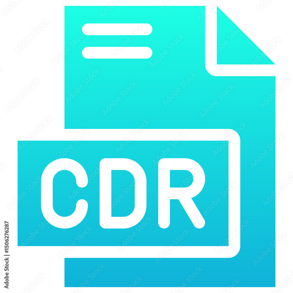 Poster cdr file format vector icon, isolated on abstract background. silhouette gradient icon.