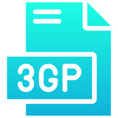 3GP File Format Vector Icon, Isolated On Abstract Background. Silhouette Gradient Icon.