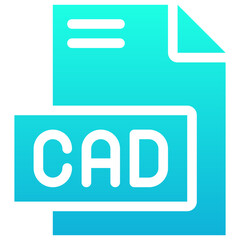 CAD File Format Vector Icon, Isolated On Abstract Background. Silhouette Gradient Icon.