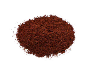 Pile of coffee powder on white background