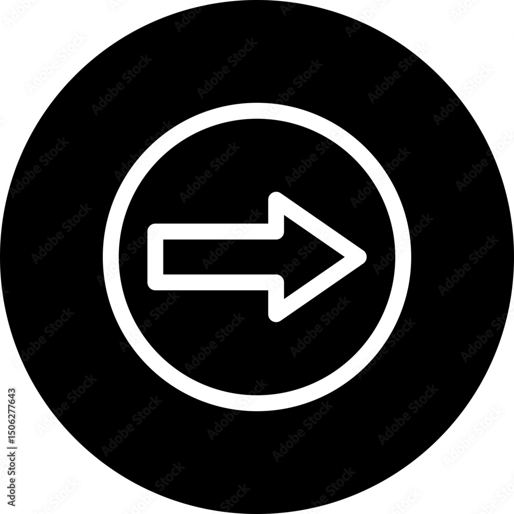 Poster right arrow vector circular isolated icon, user interface icon.