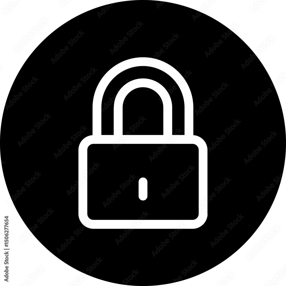 Poster lock, padlock vector circular isolated icon, user interface icon.