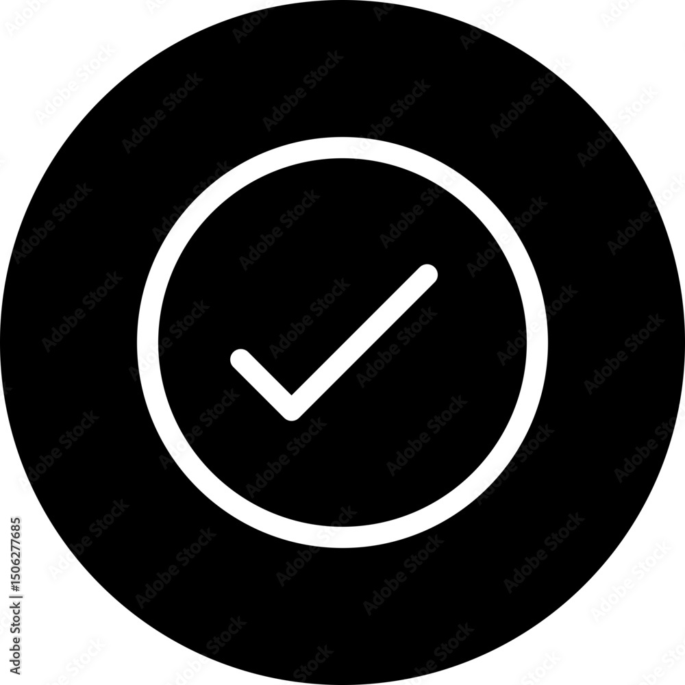 Poster check mark, tick vector circular isolated icon, user interface icon.