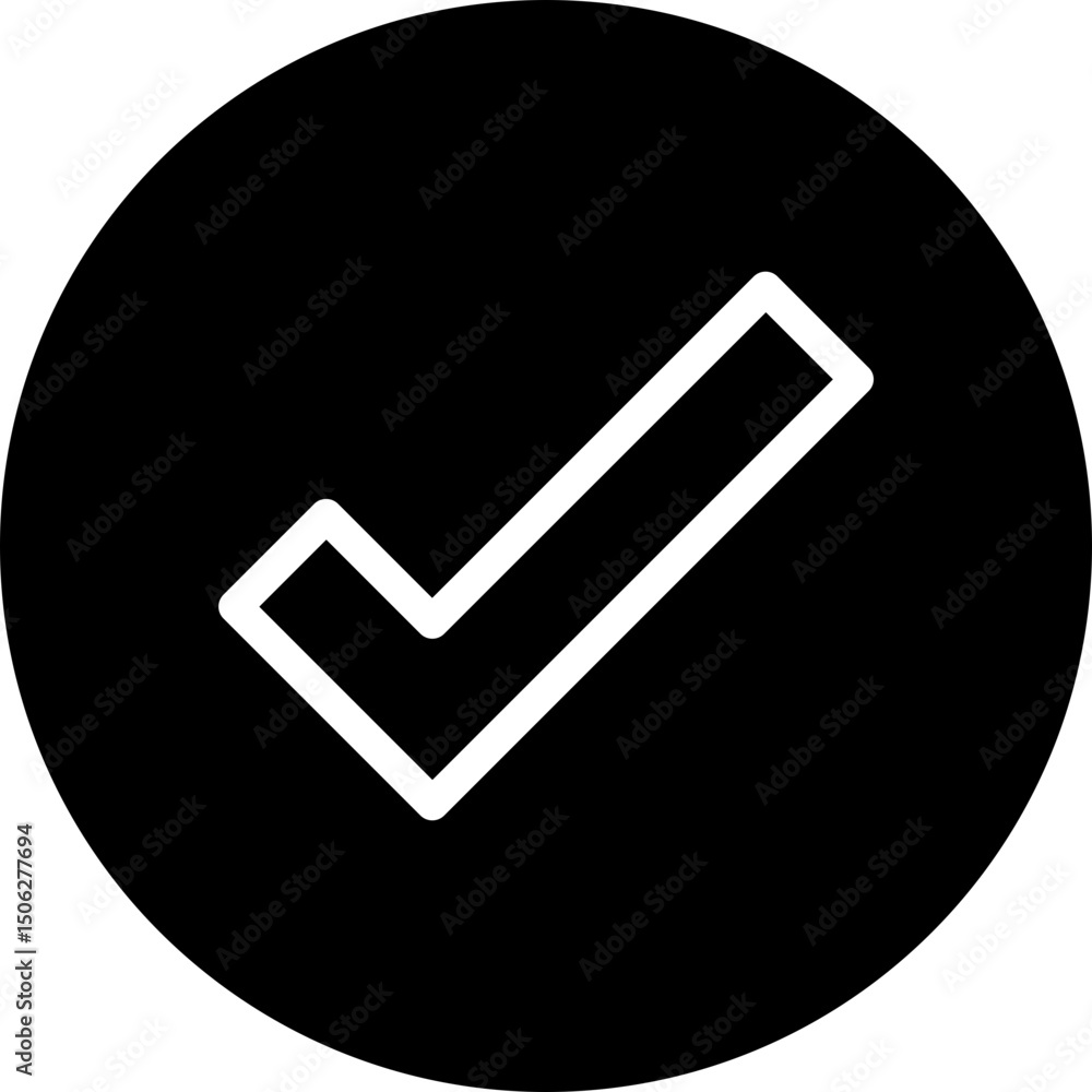 Poster check mark, tick vector circular isolated icon, user interface icon.