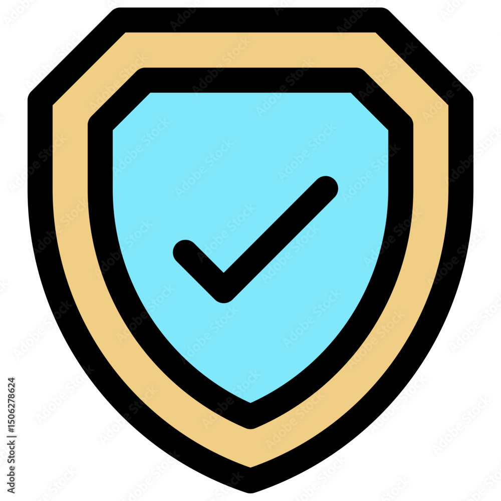 Poster shield with checkmark vector lineal color isolated icon, user interface icon.