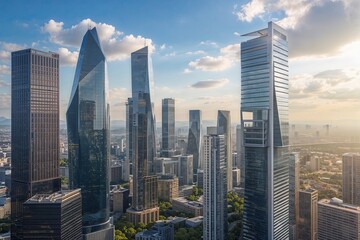 Fototapeta premium Contemporary Architecture Urban Skyscrapers and Corporate Buildings in City Landscapes