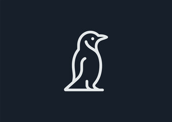 Minimalist line penguin logo for cool, clean, or modern branding.