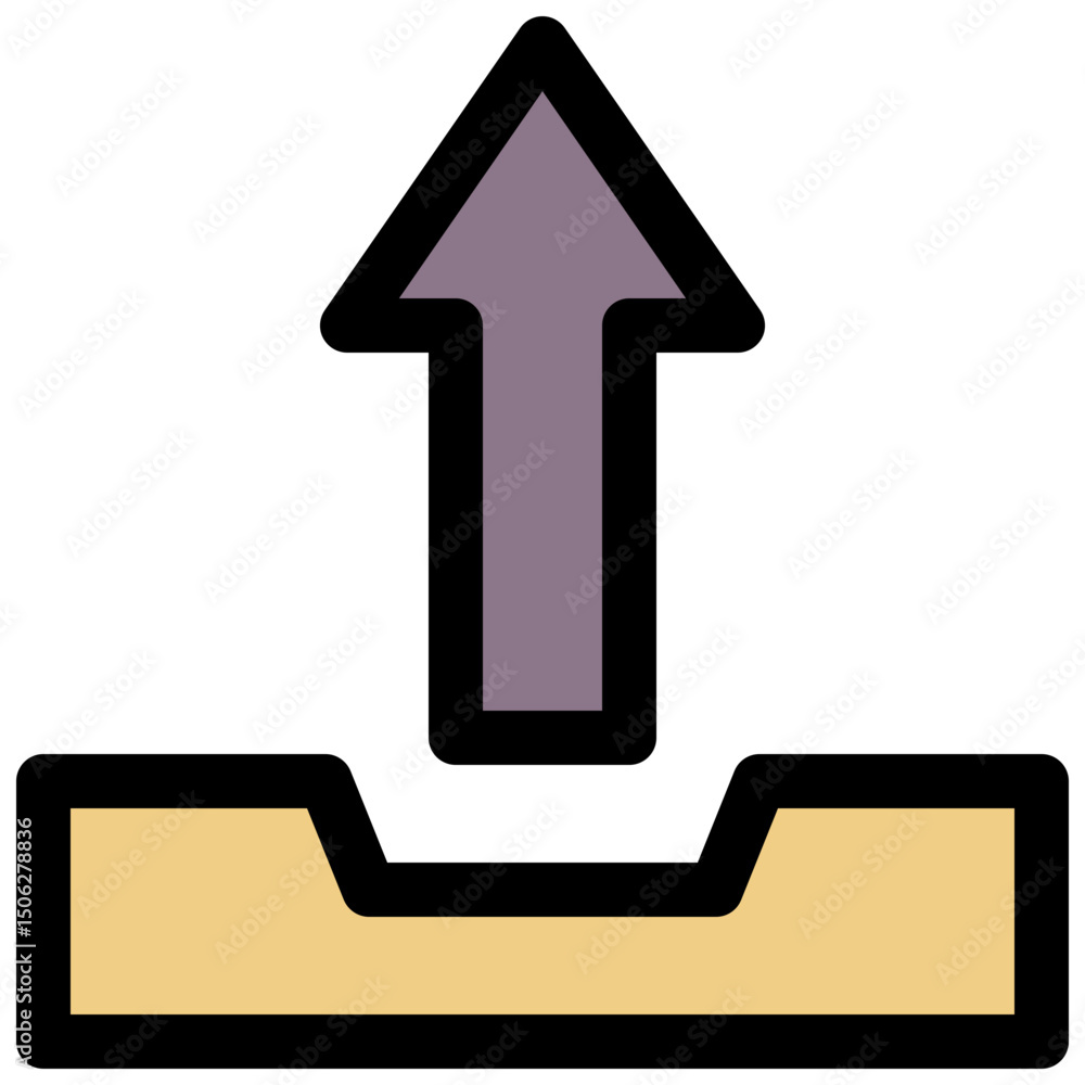Poster upload sign tick vector lineal color isolated icon, user interface icon.