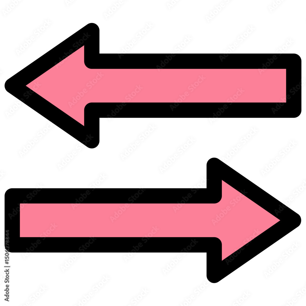 Poster left and right arrows tick vector lineal color isolated icon, user interface icon.