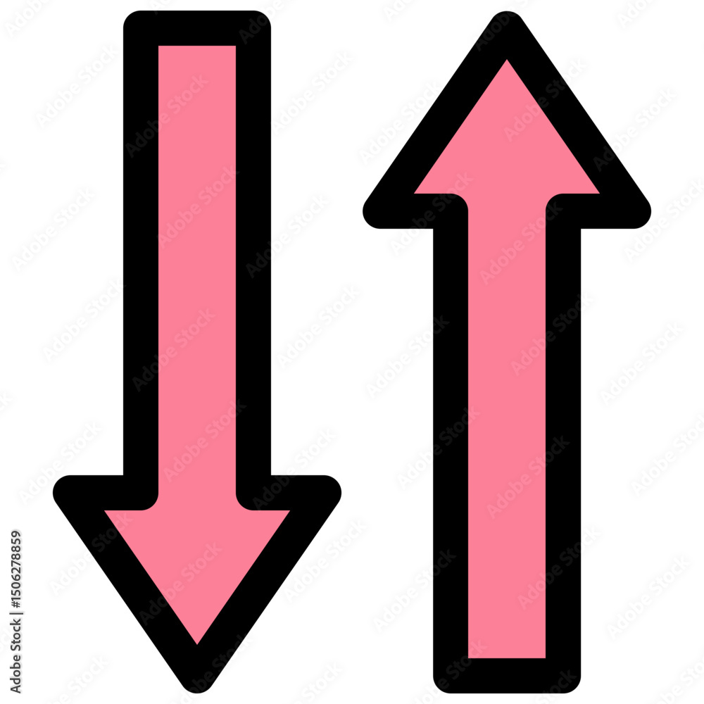 Poster up and down arrow tick vector lineal color isolated icon, user interface icon.