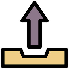 Upload Sign Tick Vector Lineal Color Isolated Icon, User Interface Icon.