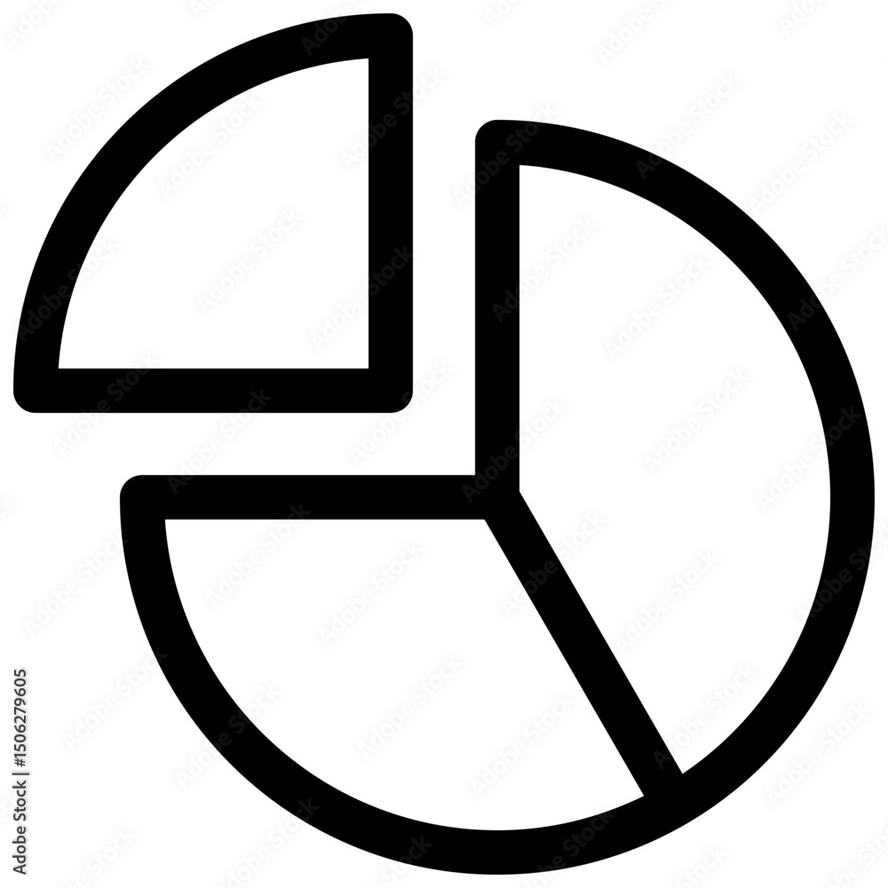 Poster pie chart vector lineal isolated icon, user interface icon.