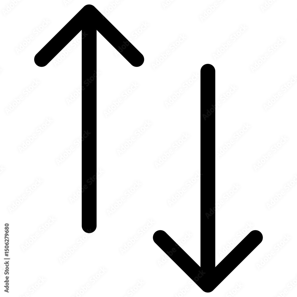 Poster up and down arrow vector lineal isolated icon, user interface icon.