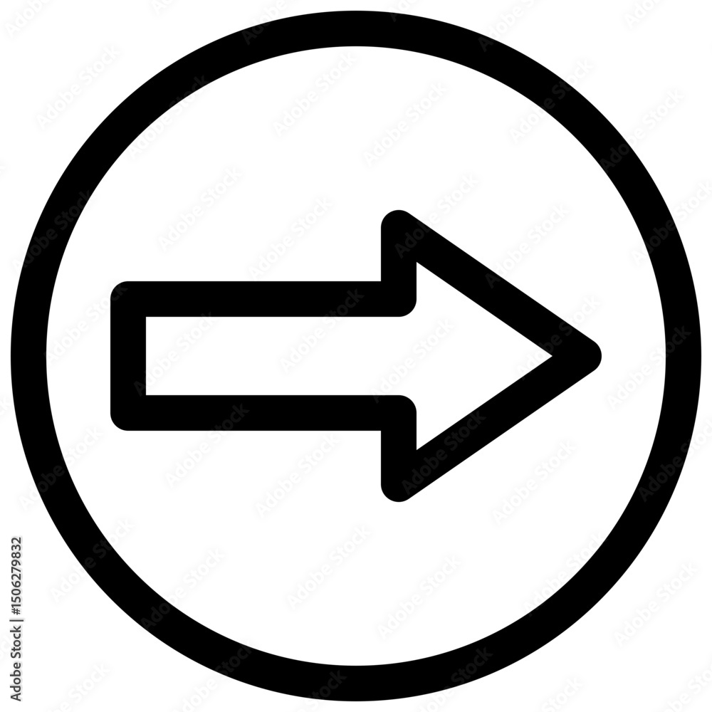 Poster right arrow tick vector lineal isolated icon, user interface icon.
