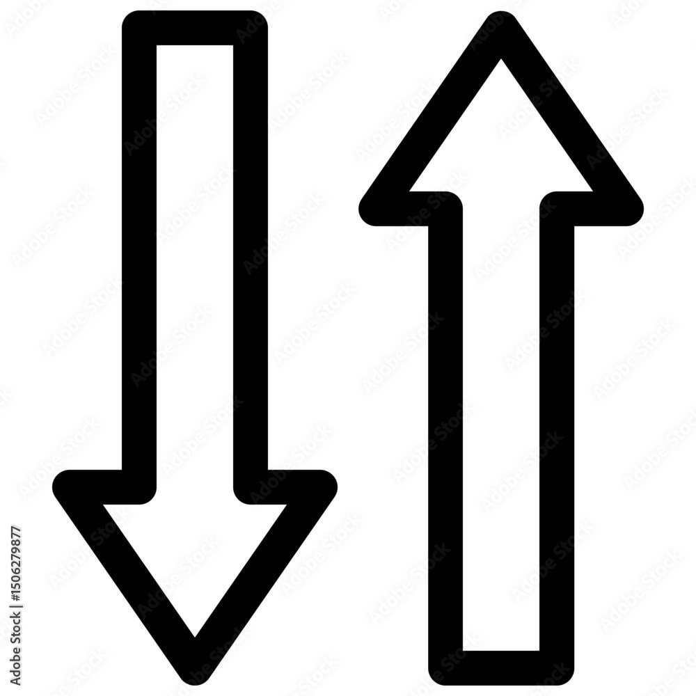 Poster up and down arrow tick vector lineal isolated icon, user interface icon.