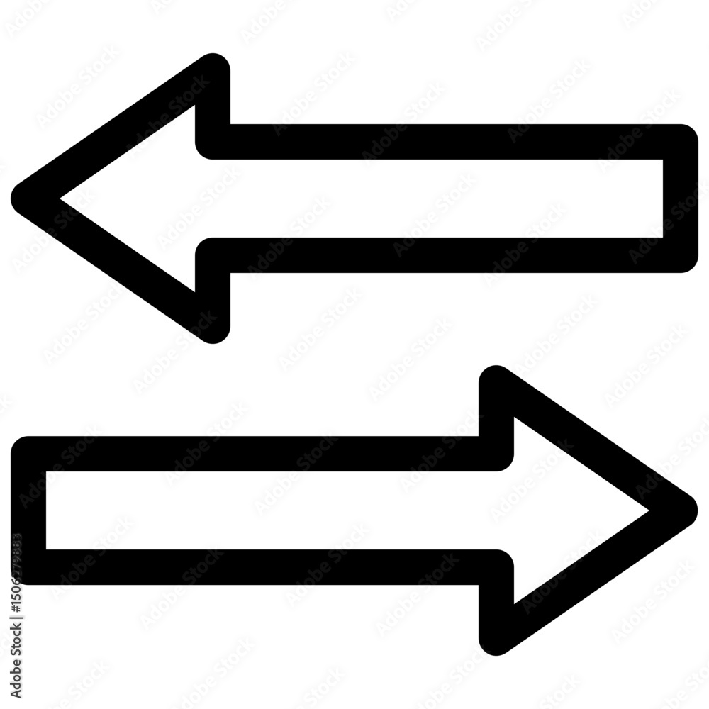 Poster left and right arrows tick vector lineal isolated icon, user interface icon.