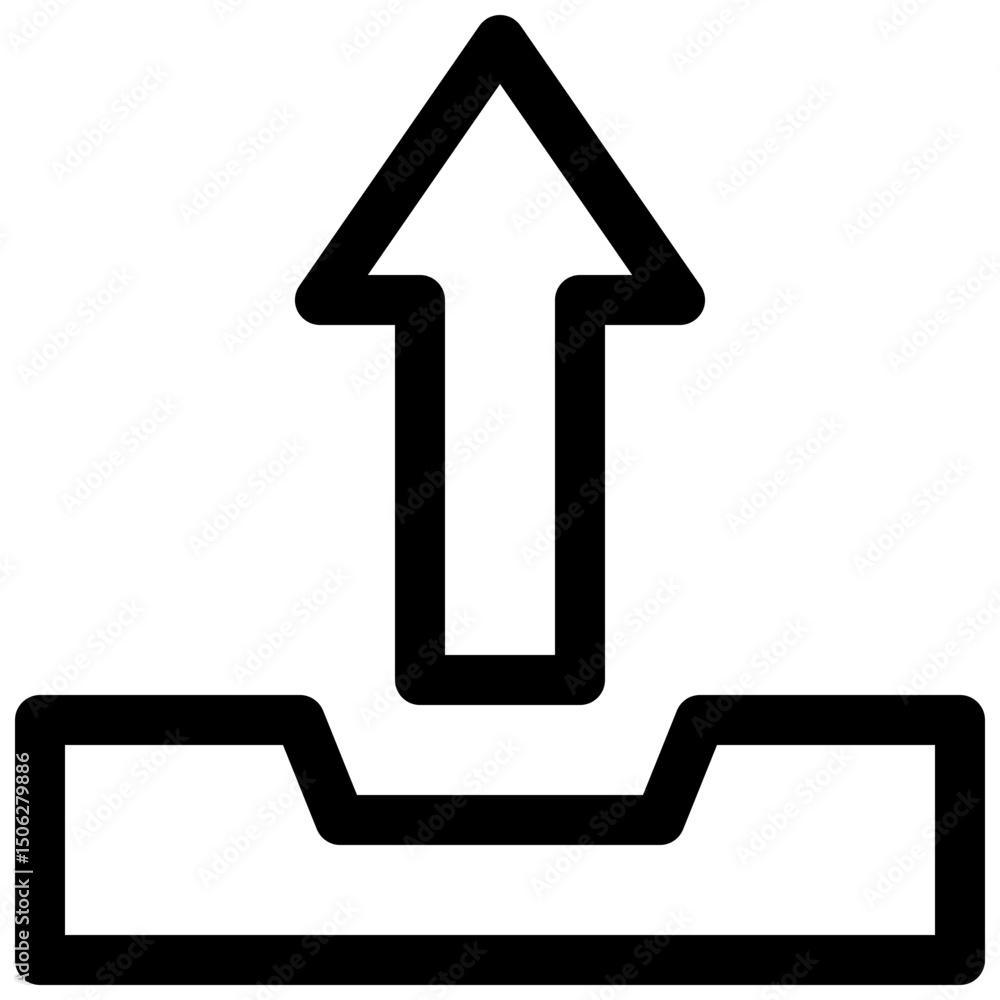 Poster upload sign tick vector lineal isolated icon, user interface icon.