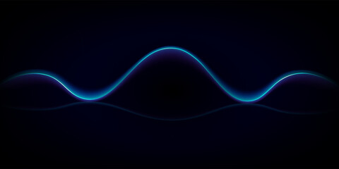 Abstract dynamic line waves shine on the dark blue background.