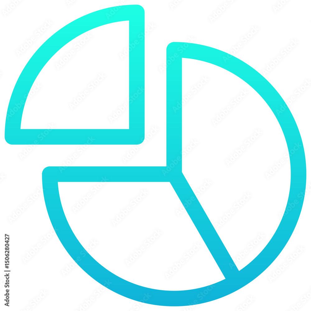 Poster pie chart vector lineal gradient isolated icon, user interface icon.