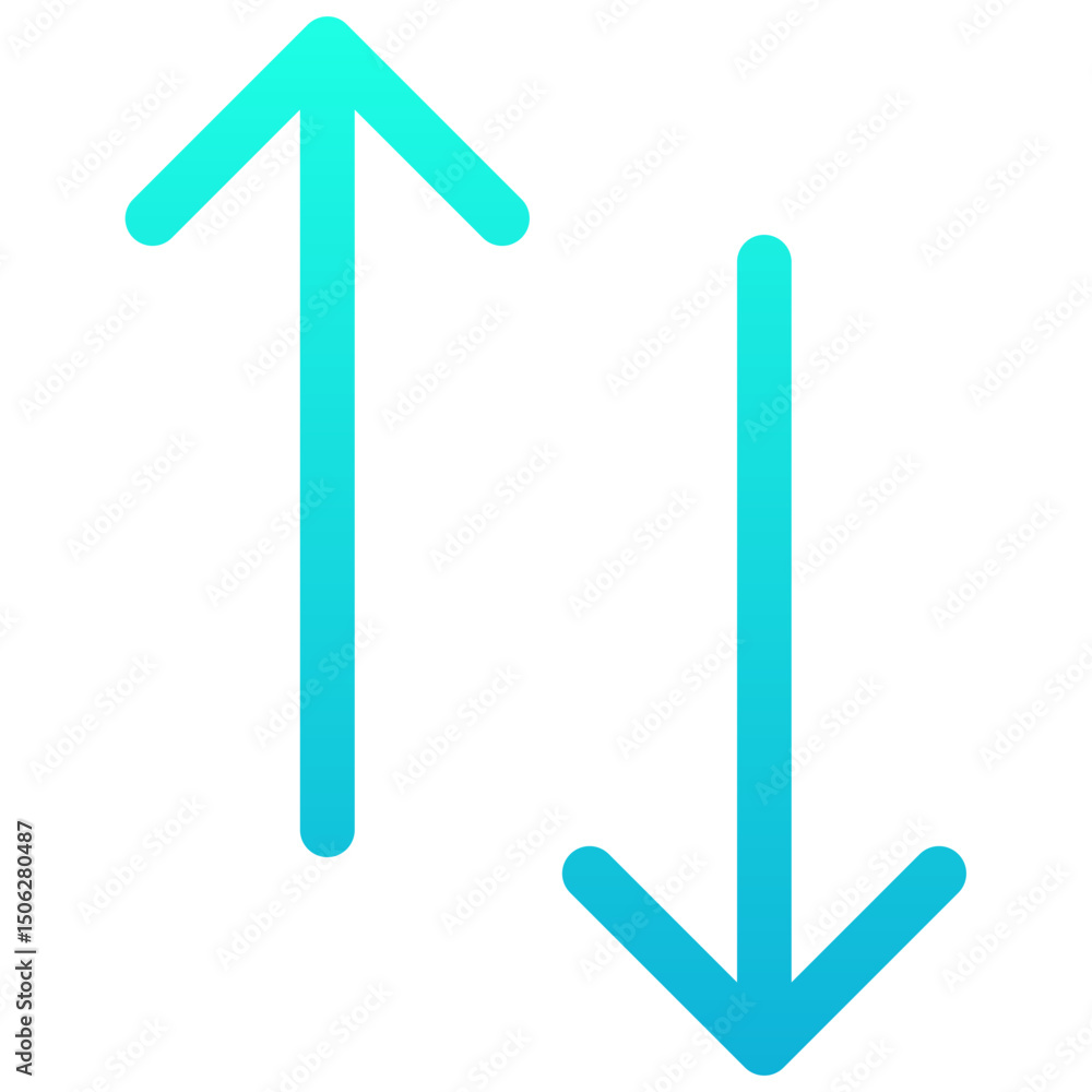 Poster up and down arrow vector lineal gradient isolated icon, user interface icon.