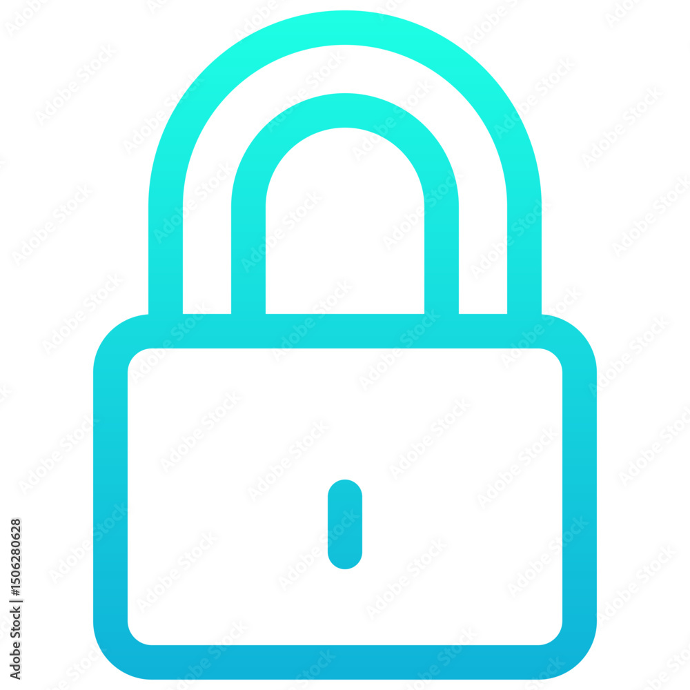 Poster lock, padlock vector lineal gradient isolated icon, user interface icon.