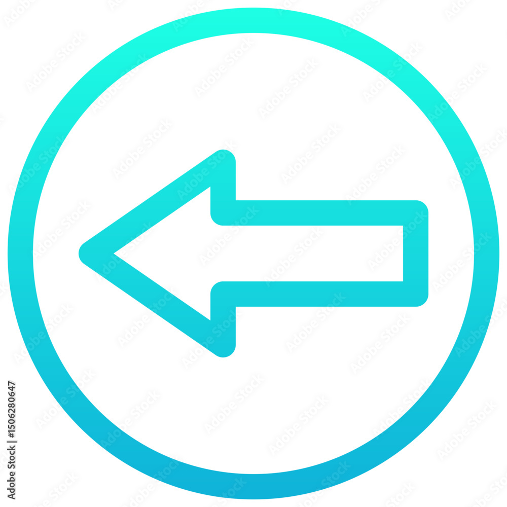 Poster left arrow vector lineal gradient isolated icon, user interface icon.