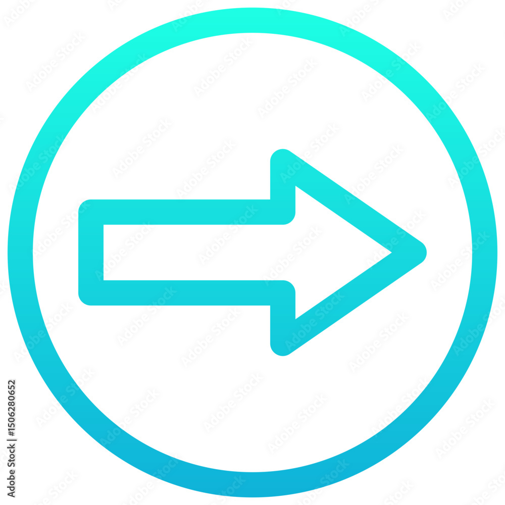 Poster right arrow tick vector lineal gradient isolated icon, user interface icon.