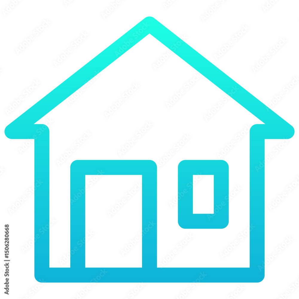 Poster home button vector lineal gradient isolated icon, user interface icon.