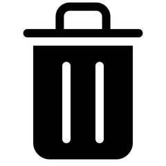 Trash Bin, Recycle Bin Vector Silhouette Isolated Icon, User Interface Icon.