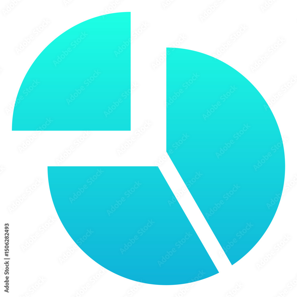 Poster pie chart vector silhouette gradient isolated icon, user interface icon.