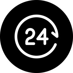 24 Hours Services Vector Icon, Circular Style Isolated Vector Icon. 