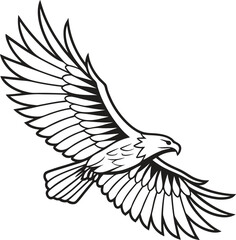 Obraz premium Powerful black and white illustration of a soaring eagle.