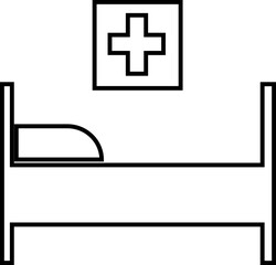 hospital bed icon. Medicine concept. Vector can be used for topics like healthcare, hospital, medical care recovery signs suitable for mobile app, website designs isolated on transparent background.