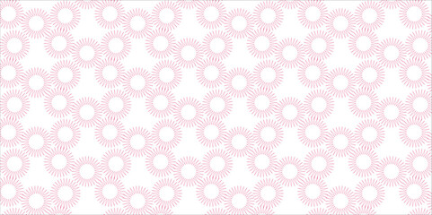 Seamless Pink Abstract Floral Pattern on White Background, Delicate Modern Eyelet or Lace Repeat Design, Subtle Floral Motif with Intricate Radial Shapes.
