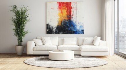 Modern Living Room Interior Design with Abstract Artwork