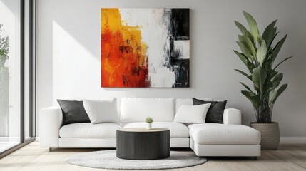 Modern Living Room Interior Design with Abstract Artwork