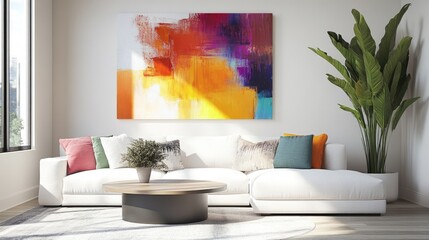 Modern Living Room Interior Design with Abstract Artwork