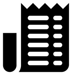 Receipt Icon, Bill Payment Invoice Vector Icon, Silhouette Style Isolated Vector Icon. 