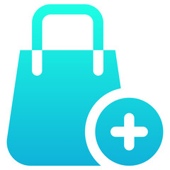 Add To Bag, Shopping Bag Vector Icon, Silhouette Gradient Style Isolated Vector Icon. 