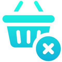 No Shopping Basket Vector Icon, Silhouette Gradient Style Isolated Vector Icon. 