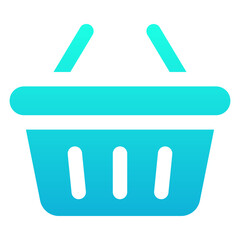 Shopping Basket, Bucket Vector Icon, Silhouette Gradient Style Isolated Vector Icon. 