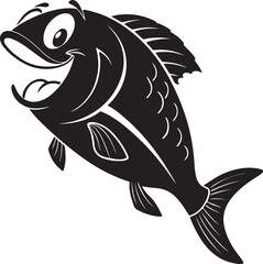 Happy Fish Face Silhouette from Side View