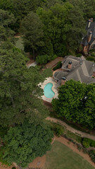 Aerial view of an upscale suburbs in USA shot vertical