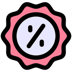 Discount Badge, Discount Tag Vector Icon, Discount Label Tag, Lineal Color Style Isolated Vector Icon. 