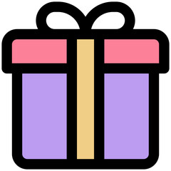 Gift Box Vector Icon, Valentines Day Gift Box, Lineal Color Style Isolated Vector Icon.