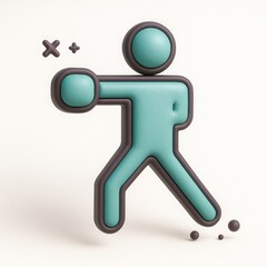 Turquoise 3d stick figure punching is perfect for sports blogs, fitness magazines, motivational posters, and selfdefense advertisements.