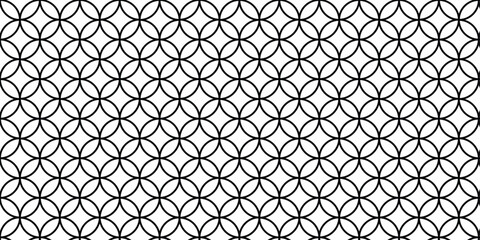 Seamless Black and White Interlocking Circles Pattern, Abstract Modern Geometric Ring Repeat Background, Minimalist Monochrome Design: Elegant Circle Motif.
