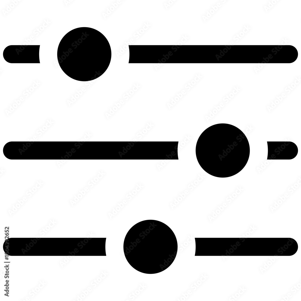 Poster equalizer, adjustment button, setting control vector icon, user interface, user experience, silhouet
