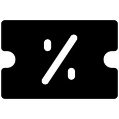 Voucher Vector Icon, Discount Voucher Icon, Silhouette Style Isolated Vector Icon. 