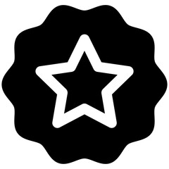 Favorite Icon Like Warranty Rosette. Star Badge Vector Icon. Silhouette Style Isolated Vector Icon.